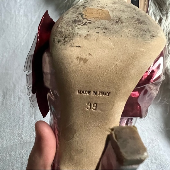 Midnight 00 Ruched Lamé & Pvc Stiletto-heel Mules 39 cocktail NYE metallic pink - Picture 10 of 11